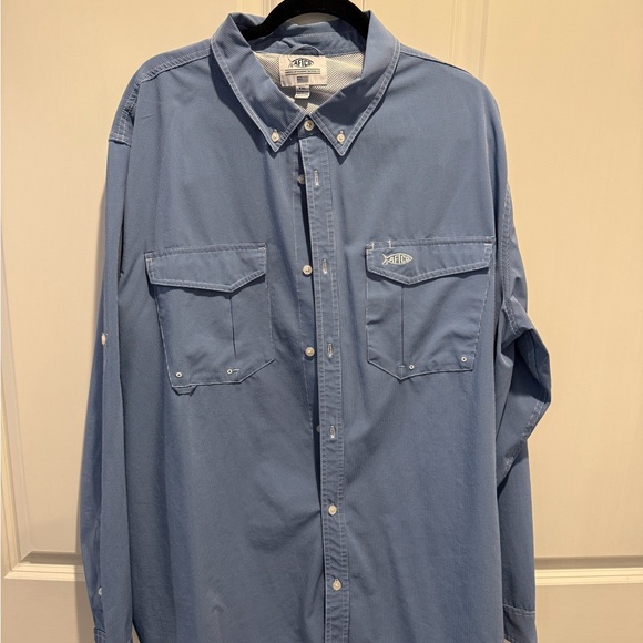 AFTCO Men's Blue Casual Button Down Shirt - Picture 1 of 2